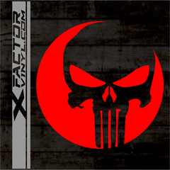 Circular Punishment Skull Vinyl Decal 4 Sizes/14 Colors FREE SHIPPING Harley