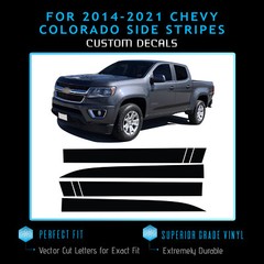 For 2014-2021 Chevy Colorado Side Stripes Graphic Overlay – Satin Metallic Vinyl