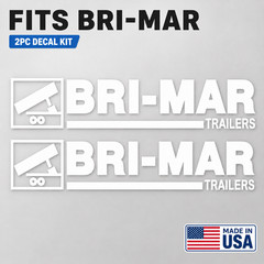 Fits Bri-Mar Trailers 24″ Inch 2pc White Vinyl Decal Sticker Set Made in USA