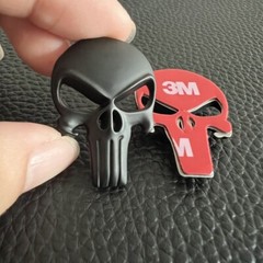 2X Car Metal 3D Skull Emblem Rear Trunk Badge Decal Sticker Motorcycle Fuel Tank