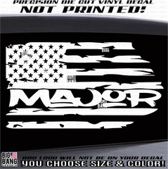 Major USA FLAG Vinyl Decal Sticker Active Military Service Rank Top Brass Troops