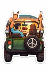 Jeep Funny Car 4″ Sticker Vinyl Professionally Printed UV Scratch Resistant