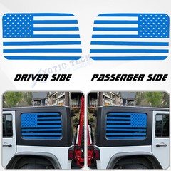 Blue Rear Side Window American Flag Decal For Jeep Wrangler JL JLU 2018+ 4-Door