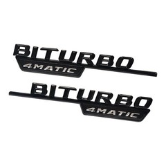 For AMG BiTurbo 4Matic C63 E43 2017+ Side Fender Door Emblem Gloss Black Badge