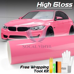 High Gloss Pink Glossy Car Vinyl Wrap Sticker Decal Sheet Film DIY Air Release