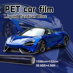 5FTx50FT PET Gentian Blue Metallic Vinyl Wrap Self-Adhesive Air Release US Stock