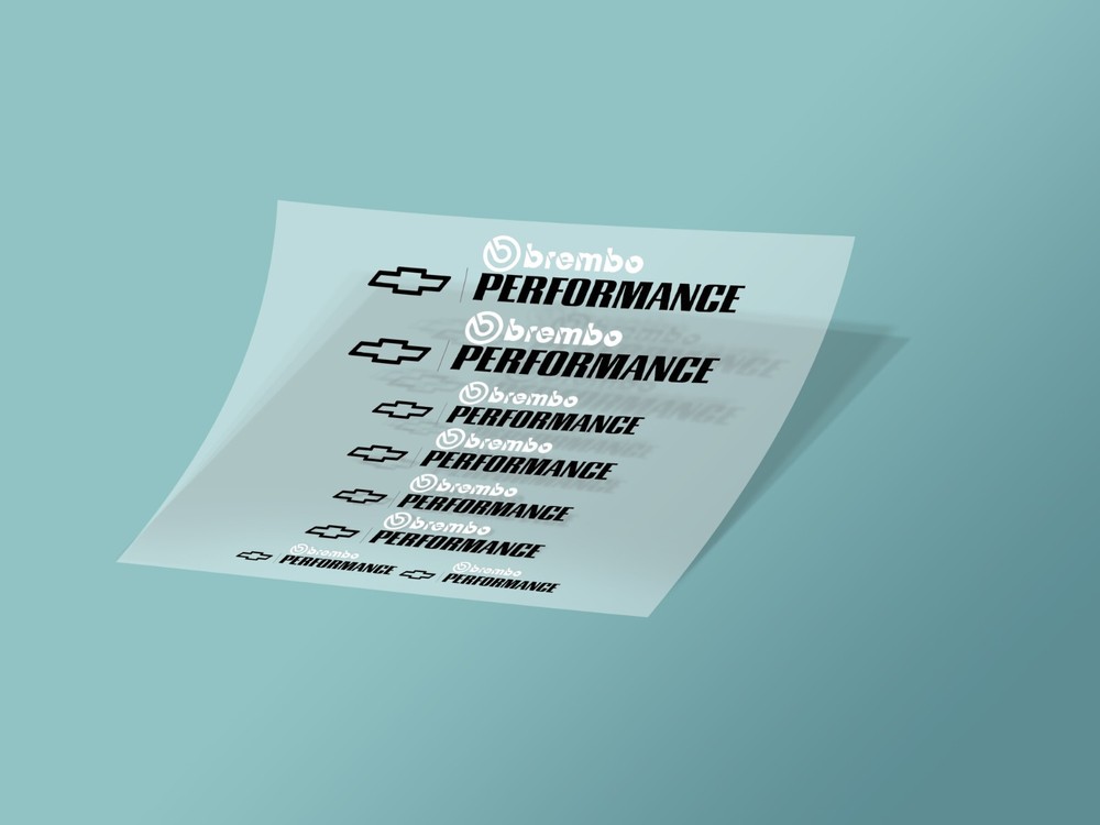8pcs Chevrolet Performance Brembo Caliper Decal Stickers, Die-Cut Vinyl Decal