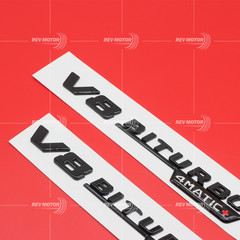 Gloss Black Red For V8 BITURBO 4MATIC+ Fender Emblems Badges For AMG