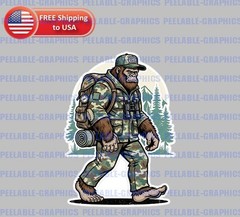 Bigfoot Sasquatch Camo Hunting Vinyl Decal Sticker 3″ Tall A