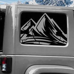 Rear Window Wrap Graphic Decal for Jeep Wrangler 2011-2020 MOUNTAINS SILVER