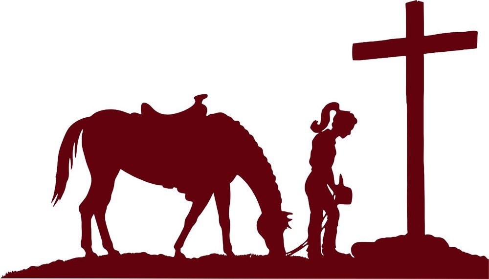 Cowgirl Horse Praying Cross Western Rodeo Car Truck Window Vinyl Decal Sticker