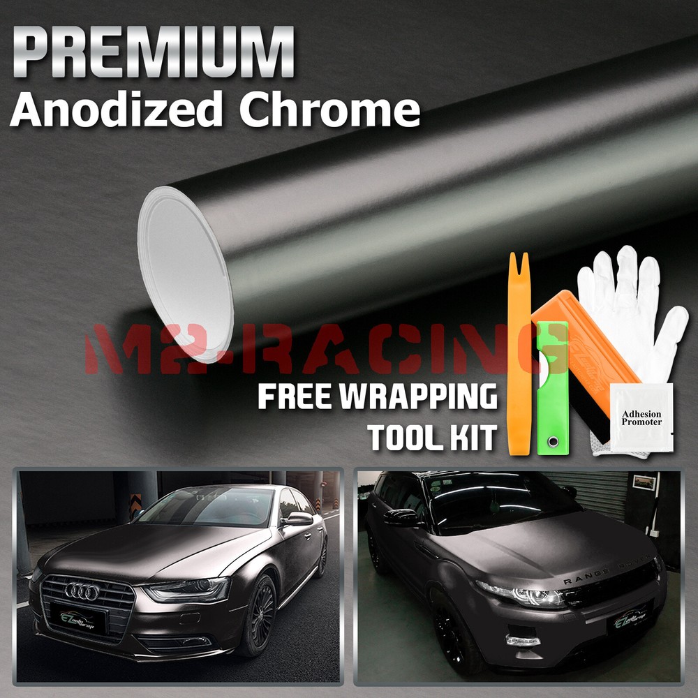 Anodized Chrome Gray Car Vinyl Wrap Sticker Decal Matte Metallic Sheet Film DIY