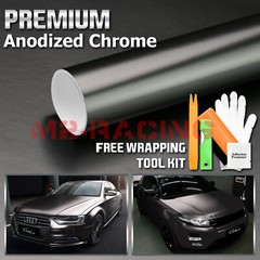 Anodized Chrome Gray Car Vinyl Wrap Sticker Decal Matte Metallic Sheet Film DIY