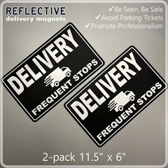 2-Pack REFLECTIVE Car Magnets for Delivery Drivers 11.5″ x 6″ FREE SHIPPING!