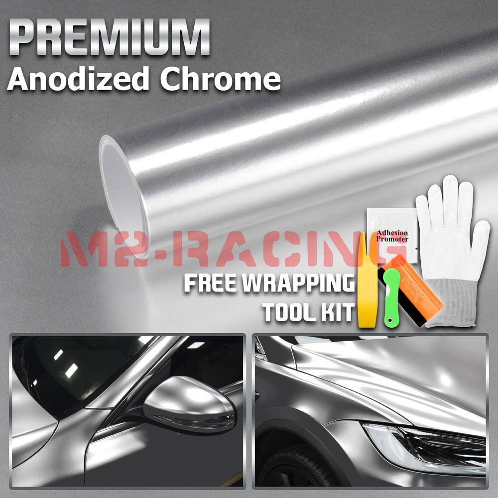 Anodized Chrome Silver Car Vinyl Wrap Sticker Decal Matte Metallic Sheet Film