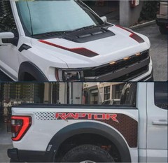 Car Hood Sticker Trunk Stripe For Ford Raptor 2022 2023 Bed Box Decal Full Set