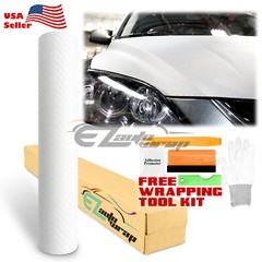 3D Carbon Fiber White Matte Textured Car Vinyl Wrap Sticker Decal Film Sheet DIY