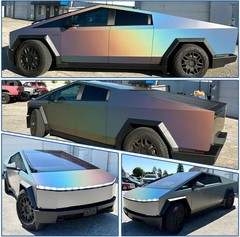 Cybertruck DIY PPF Paint Protection Film Wrap Color Changing Satin Grayish Blue