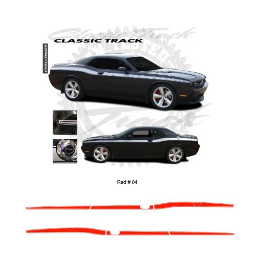 Dodge Challenger 2008-2010 Track Style Side Stripes Graphic Kit – Red
