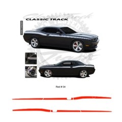Dodge Challenger 2008-2010 Track Style Side Stripes Graphic Kit – Red