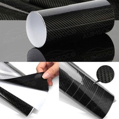 7D Carbon Fiber Vinyl Wrap Roll Car Moto DIY Interior Exterior Black 12×60″