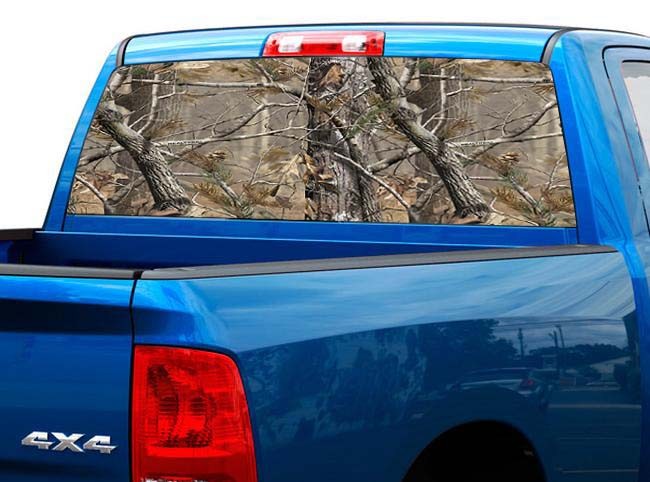 P527 Camo Tree Real Rear Window Tint Graphic Decal Wrap Back Pickup Graphics