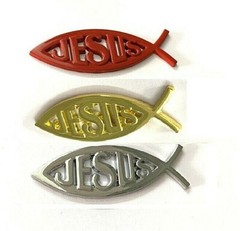 Choose Color JESUS Ichthus FISH 5″ x 1-5/8″ Car Truck ABS Decal (#181)