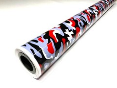 Red Black White Gray Glossy Camouflage Vinyl Car Wrap Sheet +Tools(2 feet & up)