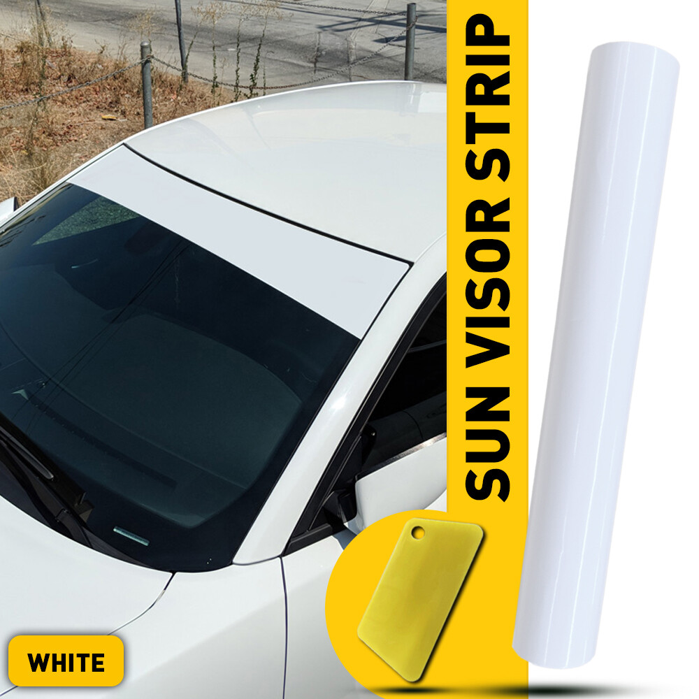 Vinyl Windshield Visor Sun Strip window banner sheet racing car truck White