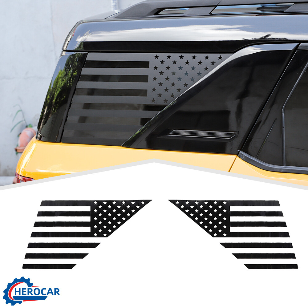 2X Rear Side Window American Flag Decal Sticker for Bronco Sport 2021 2022 Black