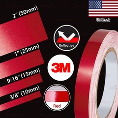 3M RED REFLECTIVE Durable DIY Self-Adhesive Roll Vinyl Tape Stickers 3/8″ to 2″