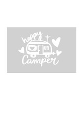 Happy camper caravan vinyl decal motorhome campervan window car graphic in Black