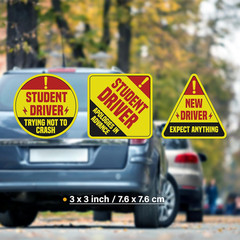 Student Driver Stickers Pack Vinyl Waterproof UV Printed Small Car Decals Set