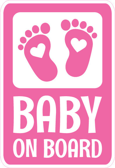 Baby on Board Rectangle Pink Logo Bumper Sticker Window Decal Multiple Sizes