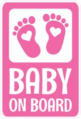 Baby on Board Rectangle Pink Logo Bumper Sticker Window Decal Multiple Sizes