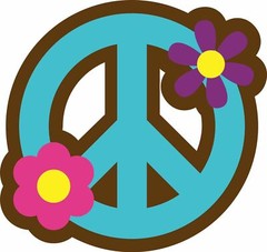 3” Blue Peace Sign Sticker Trippy Pretty Hippie 60s Pink Flowers Hippy Boho