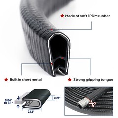 Car Door Edge Guard U Shape Edge Trim Rubber Steel Seal Anti-Collision Protector