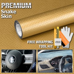 【Snake Skin Reptiles】 Gold Leather Vinyl Wrap Sticker Bubble Free Sheet Film DIY