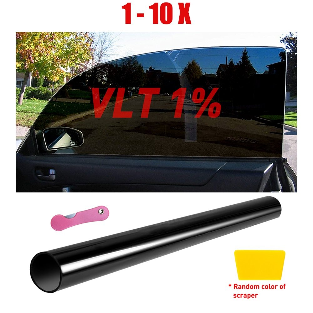 1-10PCS Window Tint Roll for Home Office Car Truck Auto – 1% Super Dark 20″x10ft