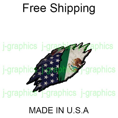 Mexican American Flag SCRATCH Mark Sticker Decal Mexico USA America