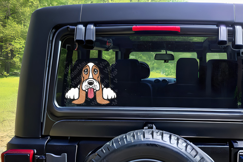 Basset Hound Dog Decal sticker window cling, easy apply uv water resistant