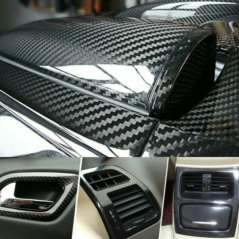5D Glossy Carbon Fiber Vinyl Film Car Interior Wrap Stickers Auto Accessories US