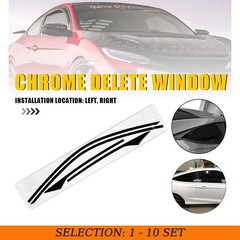 1-10Set Glossy Black Chrome Delete Window Overlay for Honda Civic Coupe 16-2020