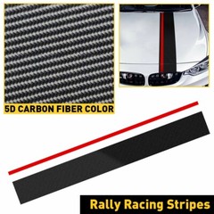 Universal Car Rally Racing Stripes Front Hood 5D Carbon Fiber Decal Wrap Sticker