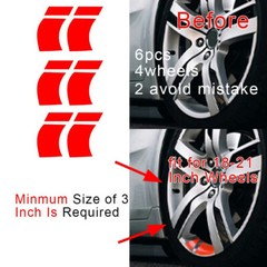 Reflective Car Wheel Sticker Accessories Red Car Body Moldings for 18″-21″ 6pcs