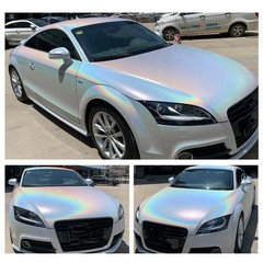 65FT x 5FT Glossy Chameleon Laser Car Wrap Vinyl Chrome Iridescent Vinyl White