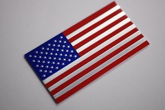 (4 Pack) Aluminum US American Flag Sticker Decal | Auto Car Emblem 3.15″x1.75″