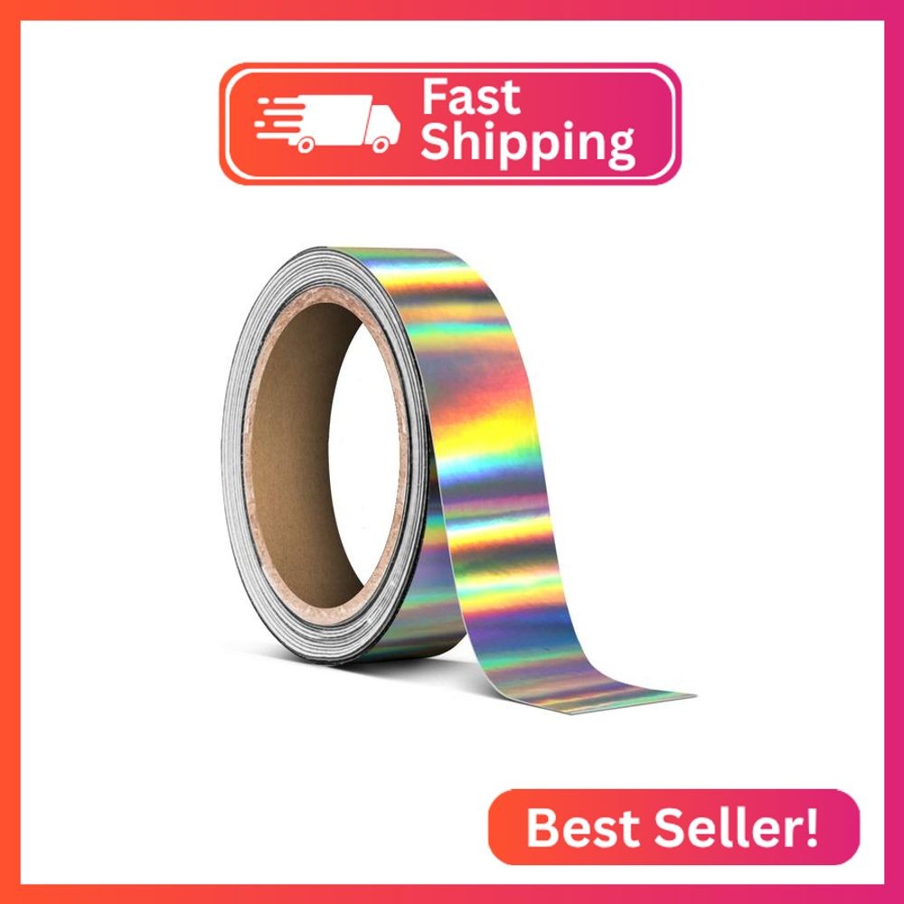 VViViD Silver Holographic Lazer Chrome Air-Release Adhesive Vinyl Tape Roll (1 I
