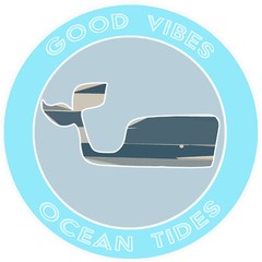 Blue Whale Good Vibes & Ocean Tides – Car Truck Window Bumper Sticker Decal