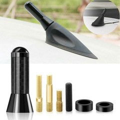1/2set UNIVERSAL BLACK CARBON BEE STING SHORT STUBBY CAR MAST AERIAL ANTENNA ARI